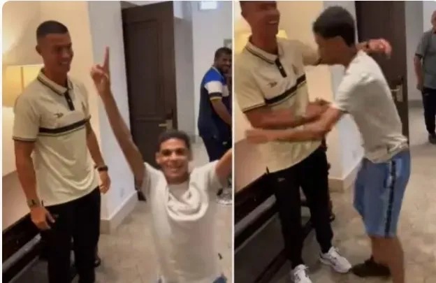 Luva de Pedreiro conhece ídolo Cristiano Ronaldo e comemora